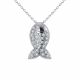 0.26 Carat Fancy Real G-H Diamond  Fish Pendant Necklace + Chain 14K Gold