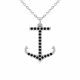 0.72 Carat Black Diamond Anchor Pendant Necklace Chain 14K Gold