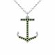 0.72 Carat Green Diamond Anchor Pendant Necklace Chain 14K Gold