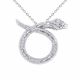 0.16 Carat Fancy Real G-H Diamond Snake Pendant Necklace + Chain 14K Gold