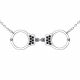 0.14 Carat Black Diamond Handcuffs Pendant Necklace Chain 14K Gold