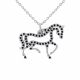 0.28 Carat Black Diamond Horse Pendant Necklace Chain 14K Gold