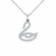 0.21 Carat Fancy Real G-H Diamond  Swan Pendant Necklace + Chain 14K Gold