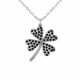 0.84 Carat Black Diamond Four Leaf Clover Pendant Chain 14K Gold