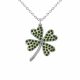 0.84 Carat Green Diamond Four Leaf Clover Pendant Chain 14K Gold