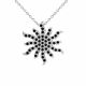 0.49 Carat Black Diamond Sun Pendant Necklace Chain 14K Gold