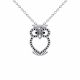 0.24 Carat Black Diamond Owl Pendant Necklace Chain 14K Gold