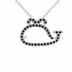 0.2 Carat Black Diamond Whale Pendant Necklace Chain 14K Gold