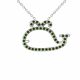 0.2 Carat Green Diamond Whale Pendant Necklace Chain 14K Gold