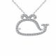 0.2 Carat Fancy Real G-H Diamond  Whale Pendant Necklace + Chain 14K Gold