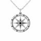 0.19 Carat Black Diamond Compass Pendant Necklace Chain 14K Gold