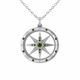 0.19 Carat Green Diamond Compass Pendant Necklace Chain 14K Gold