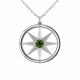 0.6 Carat Green Diamond Compass Pendant Necklace Chain 14K Gold