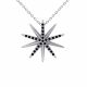 0.26 Carat Black Diamond Starburst Pendant Necklace Chain 14K Gold