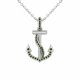 0.36 Carat Green Diamond Anchor Pendant Necklace Chain 14K Gold