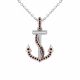 0.36 Carat Red Diamond Anchor Pendant Necklace Chain 14K Gold