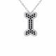 0.3 Carat Black Diamond Dog Bone Pendant Necklace Chain 14K Gold