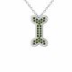 0.3 Carat Green Diamond Dog Bone Pendant Necklace Chain 14K Gold