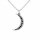 0.13 Carat Black Diamond Crescent moon Pendant Chain 14K Gold