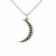 0.13 Carat Green Diamond Crescent moon Pendant Chain 14K Gold