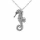 0.01 Carat Black Diamond Seahorse Pendant Necklace Chain 14K Gold