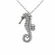 0.01 Carat Green Diamond Seahorse Pendant Necklace Chain 14K Gold