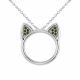 0.5 Carat Green Diamond Cat Pendant Necklace Chain 14K Gold