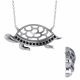 0.14 Carat Black Diamond Turtle Pendant Necklace Chain 14K Gold