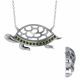 0.14 Carat Green Diamond Turtle Pendant Necklace Chain 14K Gold