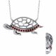 0.14 Carat Red Diamond Turtle Pendant Necklace Chain 14K Gold