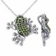 0.53 Carat Green Diamond Frog Pendant Necklace Chain 14K Gold