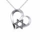 0.17 Carat Black Diamond Heart & Star Pendant Necklace Chain 14K Gold