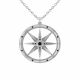 0.37 Carat Black Diamond Compass Pendant Necklace Chain 14K Gold