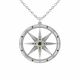 0.37 Carat Green Diamond Compass Pendant Necklace Chain 14K Gold