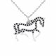 0.26 Carat Black Diamond Horse Pendant Necklace Chain 14K Gold