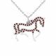 0.26 Carat Red Diamond Horse Pendant Necklace Chain 14K Gold