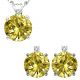 Citrine Round Birth Gem Stone Set Pendant Earring 14K Gold Diamond