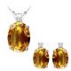 Citrine Oval Birth Gem Stone Set Pendant Earring 14K Gold Diamond