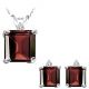 Garnet Princess Birth GemStone Set Pendant Earring 14K White Yellow Gold Diamond