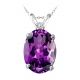 Diamond Oval CZ Amethyst Gemstone Pendant  14K Gold