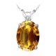 Diamond Oval CZ Citrine Gemstone Pendant  14K Gold