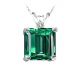 Diamond Princess CZ Emerald Gemstone Pendant 14K Gold