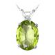 Diamond Oval CZ Peridot Gemstone Pendant  14K Gold