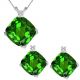 Peridot Cushion Birth GemStone Set Pendant Earring 14K Gold With G-H Diamond