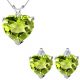 Peridot Heart Birth Gem Stone Set Pendant Earring 14K Gold Diamond