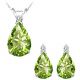 Peridot Pear Birth Gem Stone Set Pendant Earring 14K White Yellow Gold Diamond