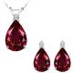 Ruby Pear Birth Gem Stone Set Pendant Earring 14K White Yellow Gold Diamond