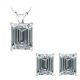 Emerald Cubic Zirconia Birthstone Pendant Earring Set 14K Gold