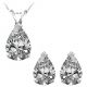 Pear Cubic Zirconia Birthstone Pendant Earring Set 14K White Yellow Gold