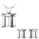 Princess Cubic Zirconia Birthstone Pendant Earring Set 14K White Yellow Gold